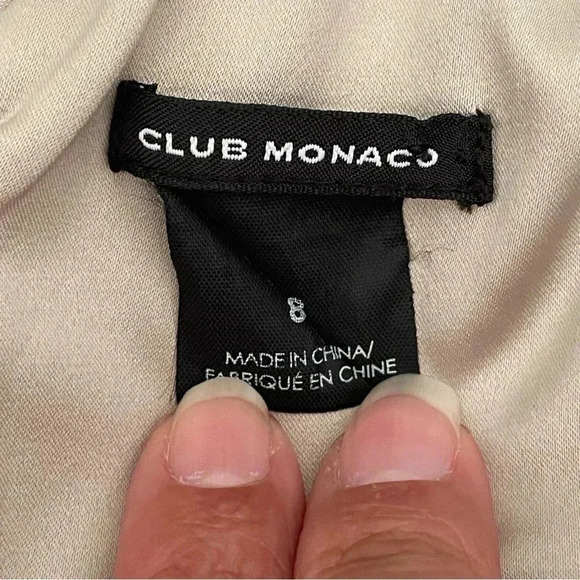 Club Monaco Sheath Fitted Bodycon Neutral Ivory Midi Knee Length Dress Women S 8 - Picture 7 of 8